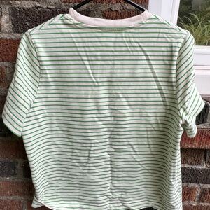 COS Striped Tee in Green and Cream
